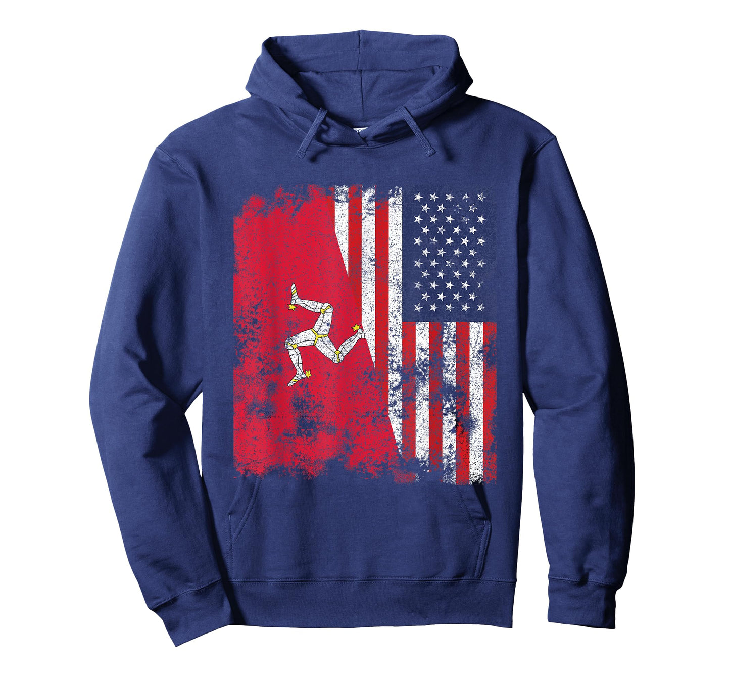 Isle Of Man USA Flag Distressed - Half American T-Shirt