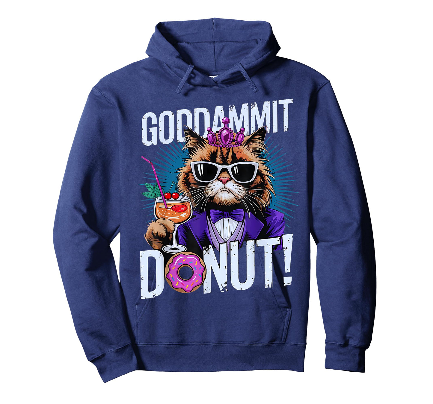 Funny Goddammit Donut Princess Cat Glasses Retro Men Women T-Shirt