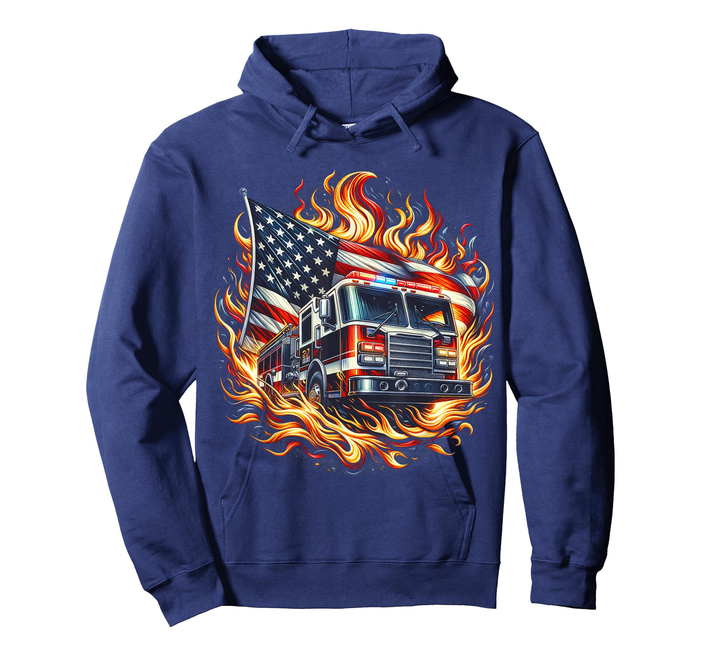 Firefighter Patriotic Fire Truck Fireman American Flag T-Shirt