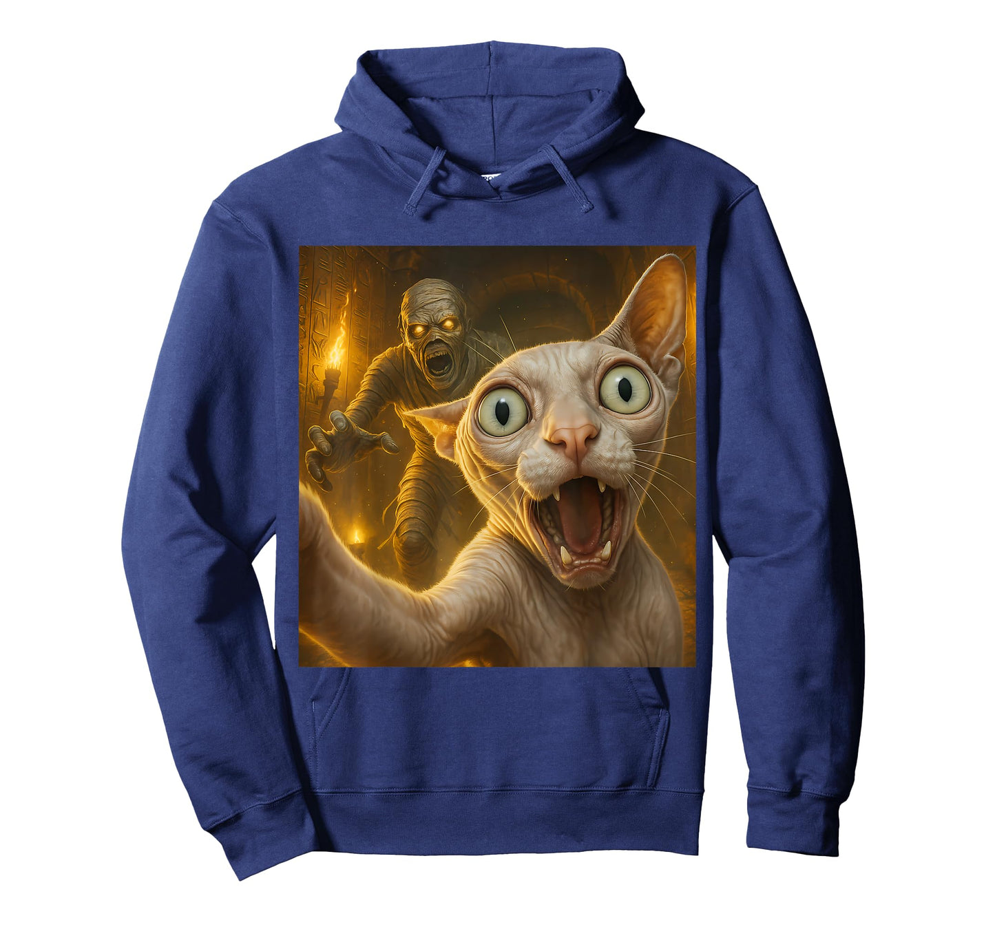 Sphynx Cat Selfie Funny Spooky Mummy Ghost Egyptian Tomb T-Shirt