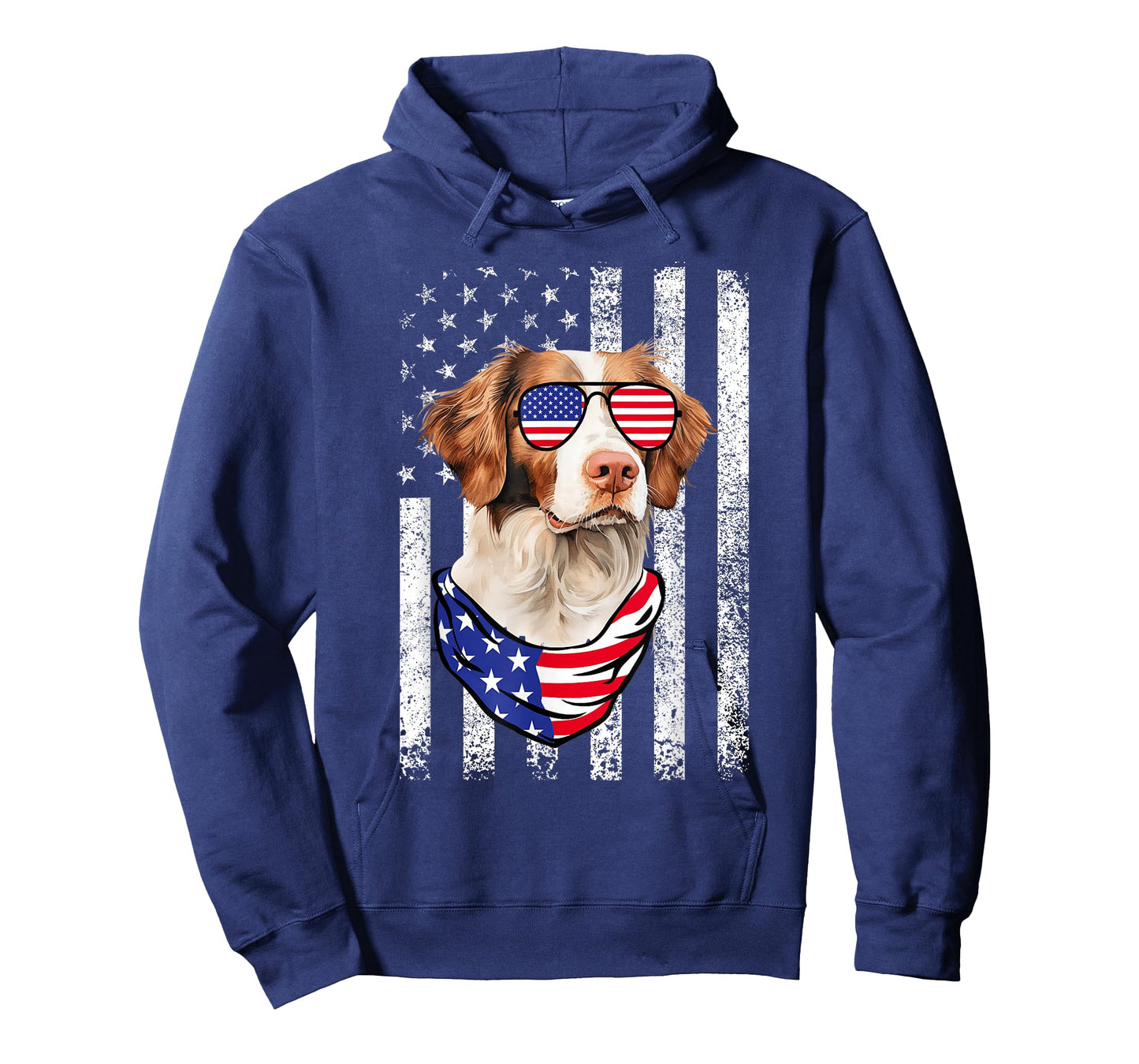 Brittany Spaniel American Flag USA Patriotic 4th of July T-Shirt
