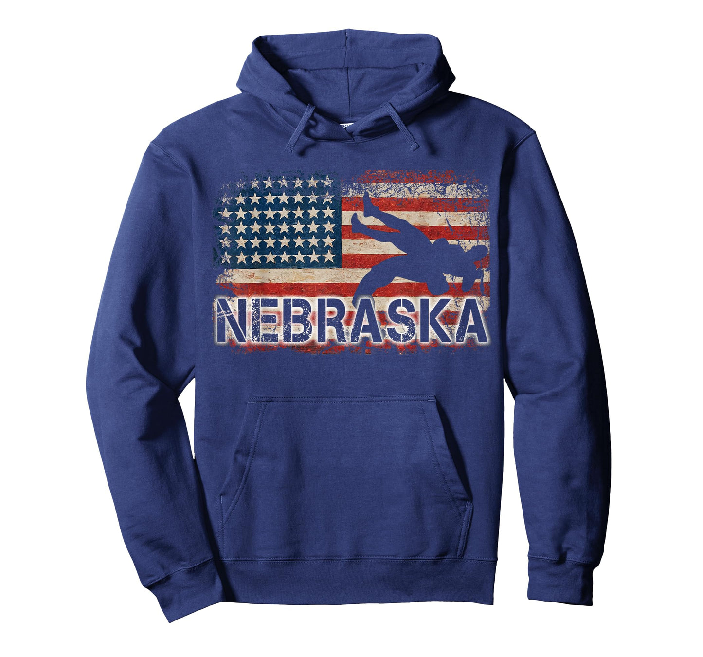 Nebraska Wrestling American Flag T-Shirt