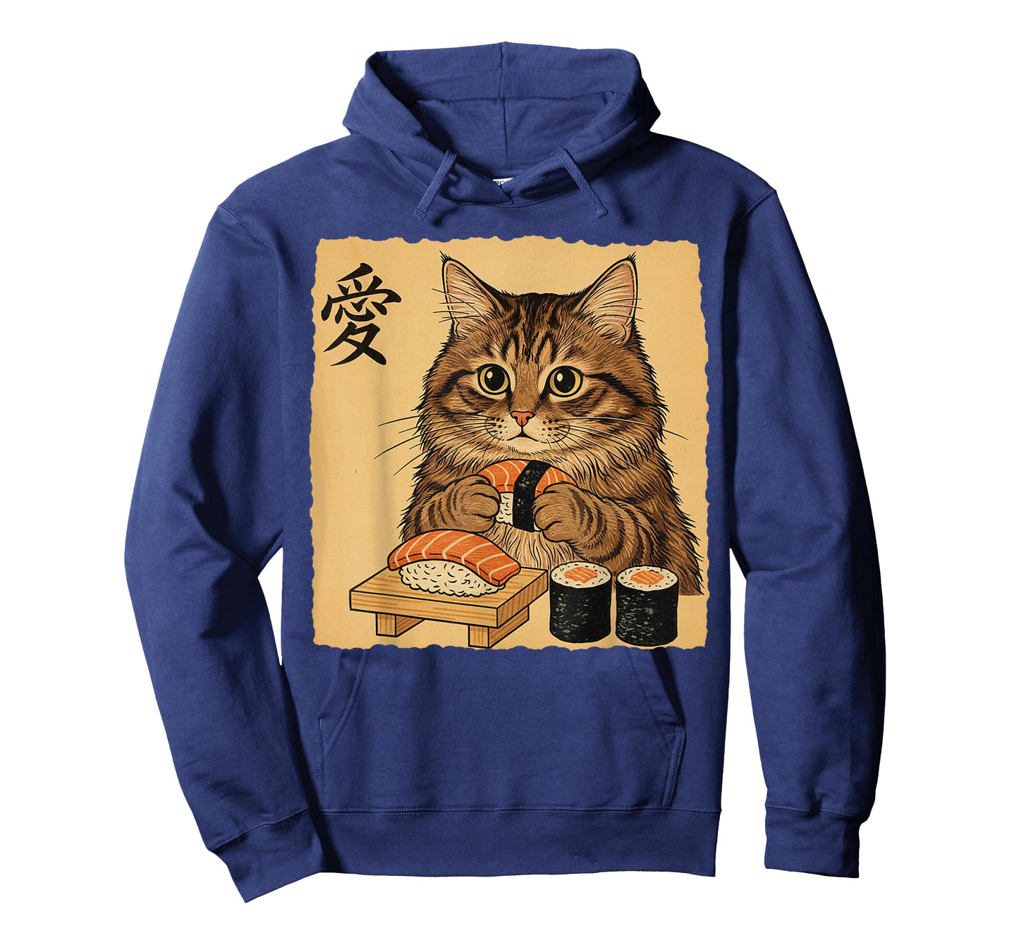 Cat Eating Sushi Funny Japanese Art Vintage Style Cat T-Shirt