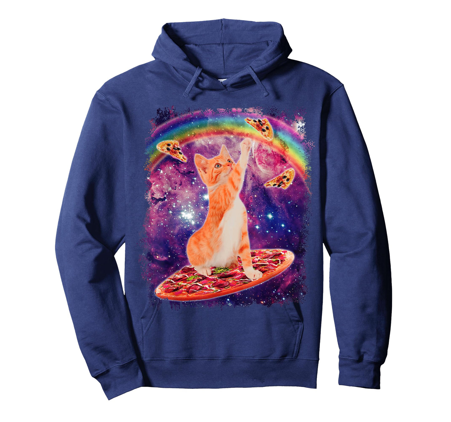 Space Cat Riding Pizza Rainbow Cat Galaxy Cute Kitty Lovers T-Shirt