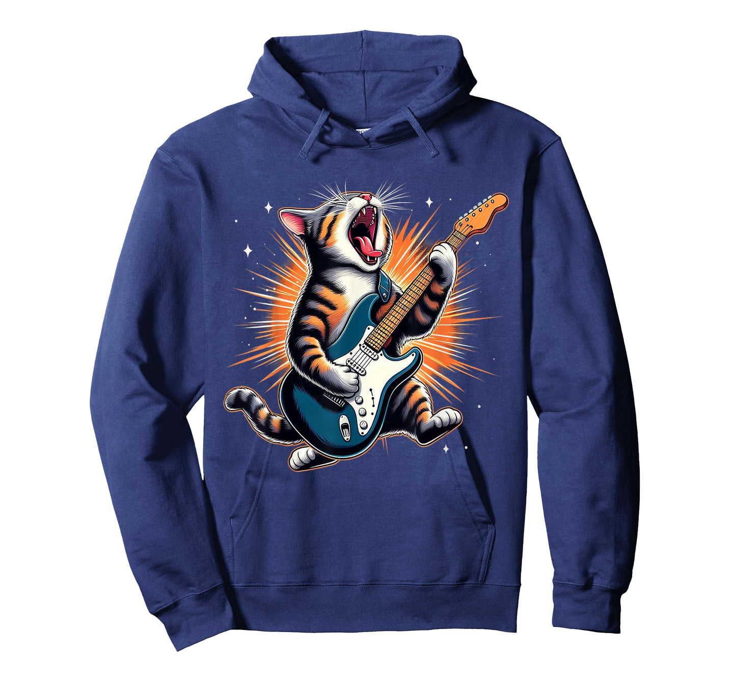 Cat Playing Guitar Rock Star Rock and Roll for Men Women Kid T-Shirt