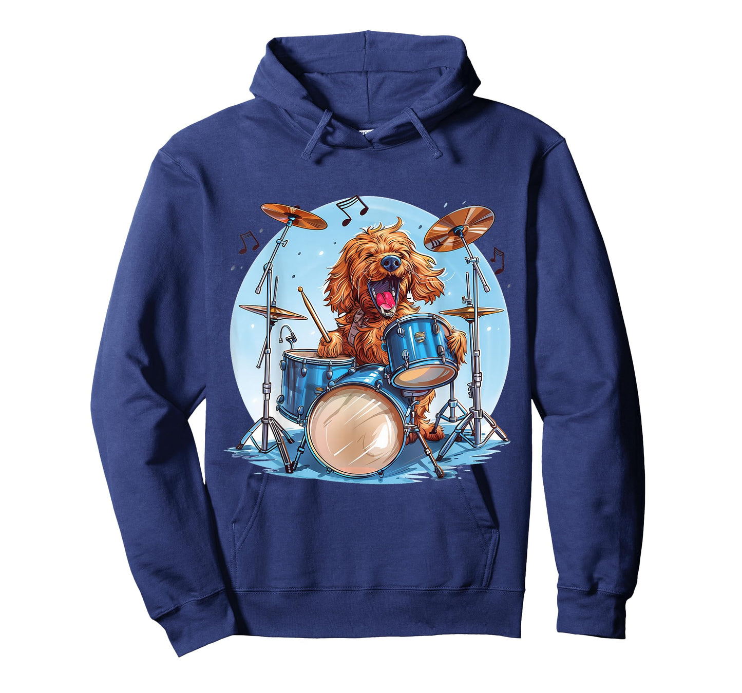Goldendoodle Dog Playing The Drums Musician Dog Rock Band T-Shirt