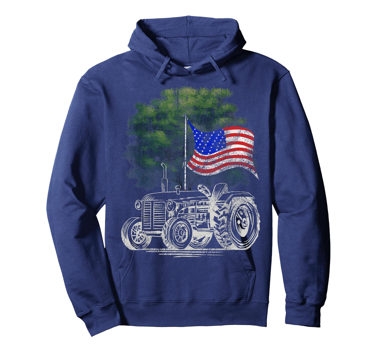 Vintage Farming Tractor American Flag Patriotic Farmer Farm T-Shirt Small