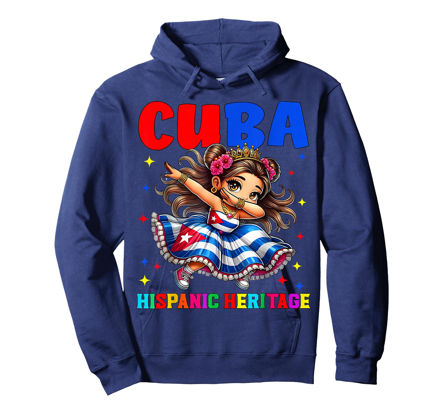 Hispanic Heritage Month Cuban Flag Cuba Dabbing Girls Kids T-Shirt