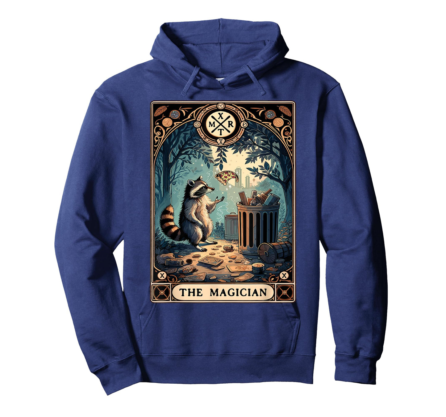 Raccoon Tarot Card Pizza The Magician Gothic Occult Raccoon T-Shirt
