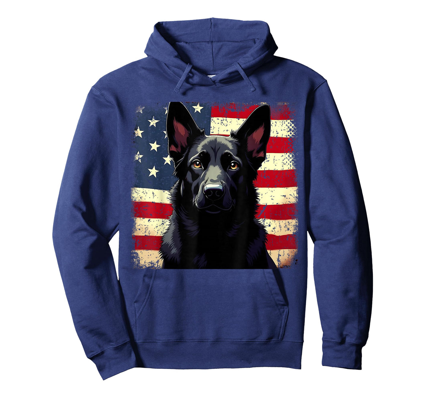 Patriotic Black German Shepherd USA American Flag Dog Lover T-Shirt