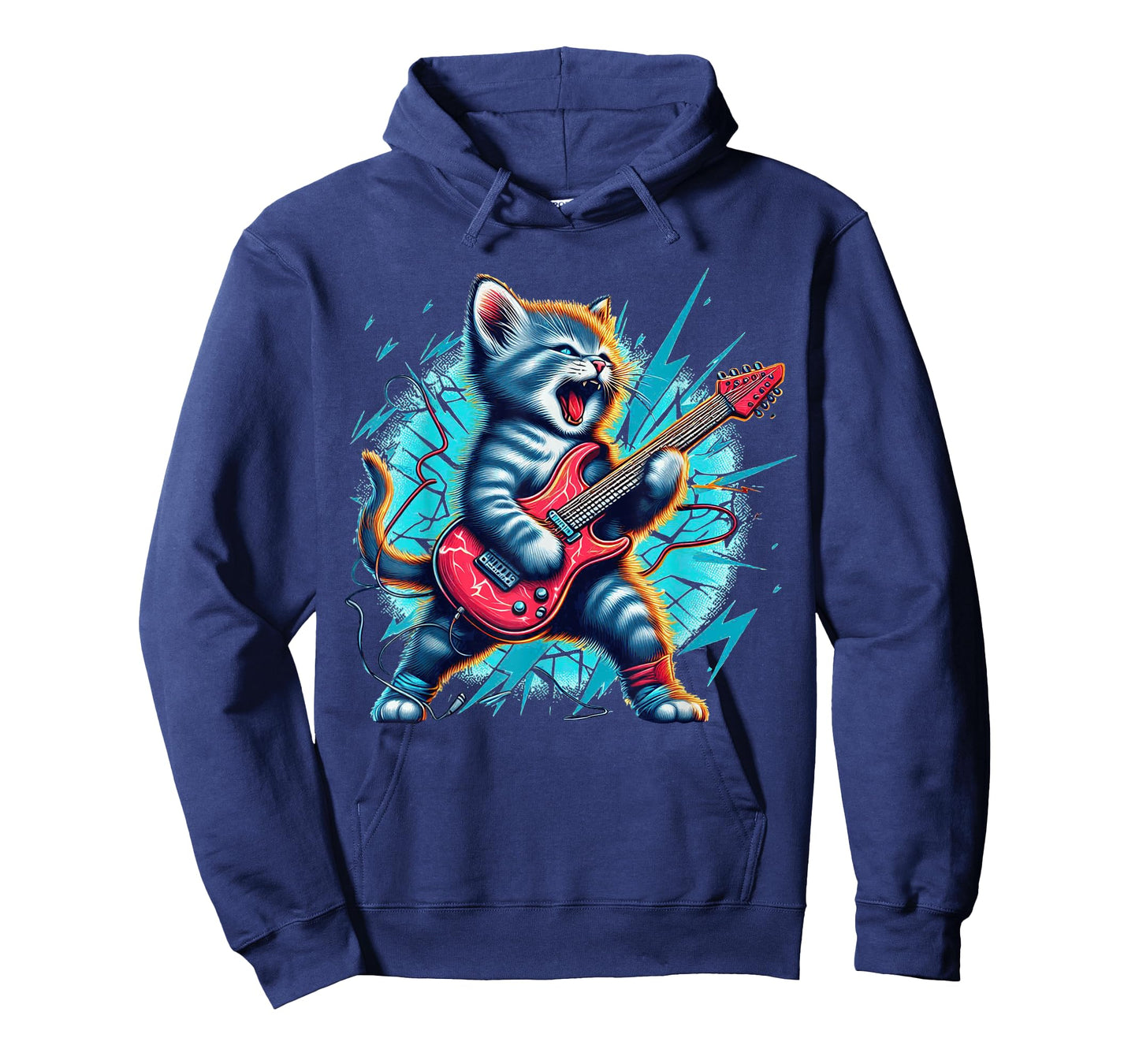 Rockstar Kitten Cute Cat playing Guitar Adorable Music Art T-Shirt