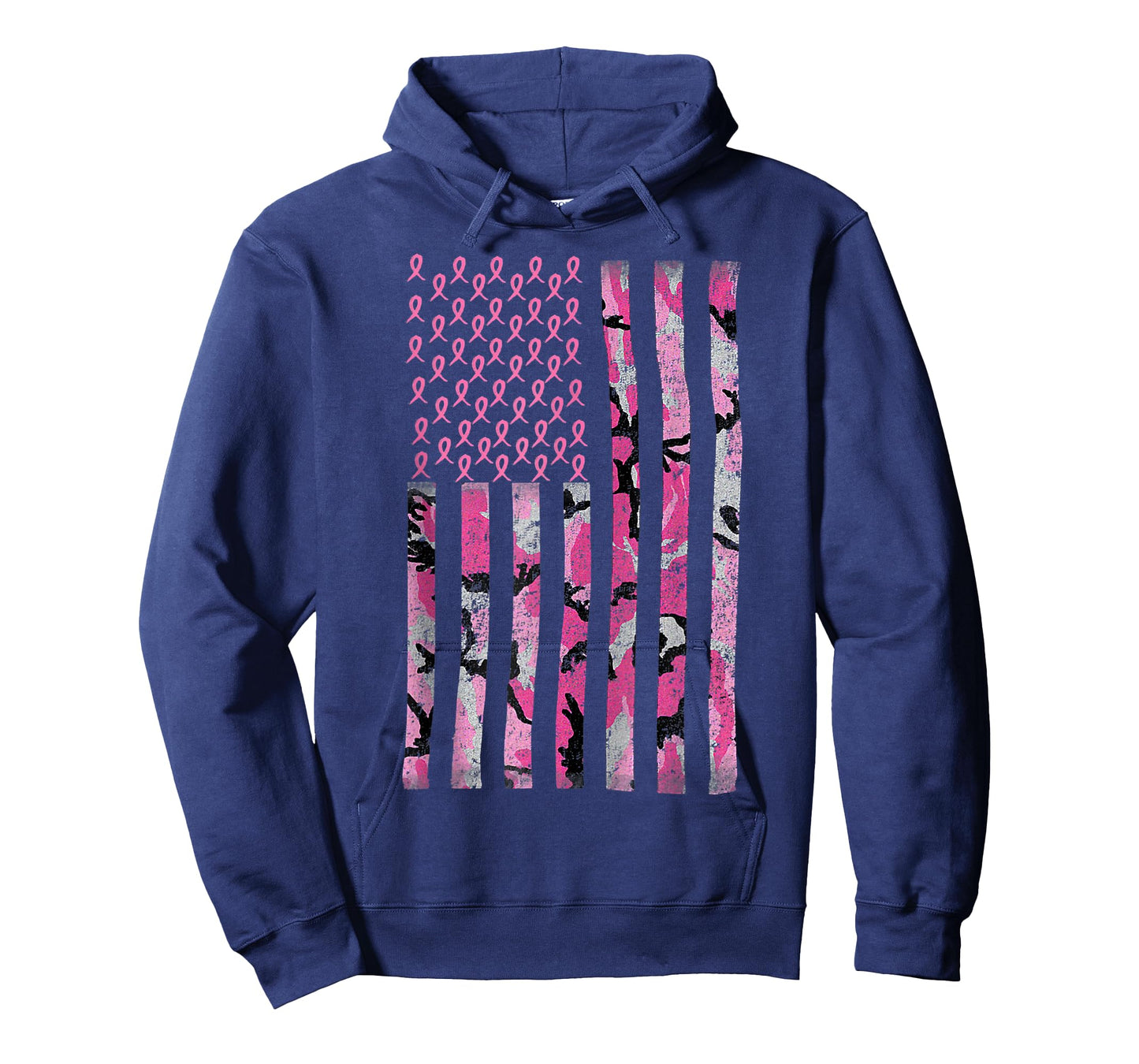 Breast Cancer Awareness Camo Pink Ribbon American Flag T-Shirt