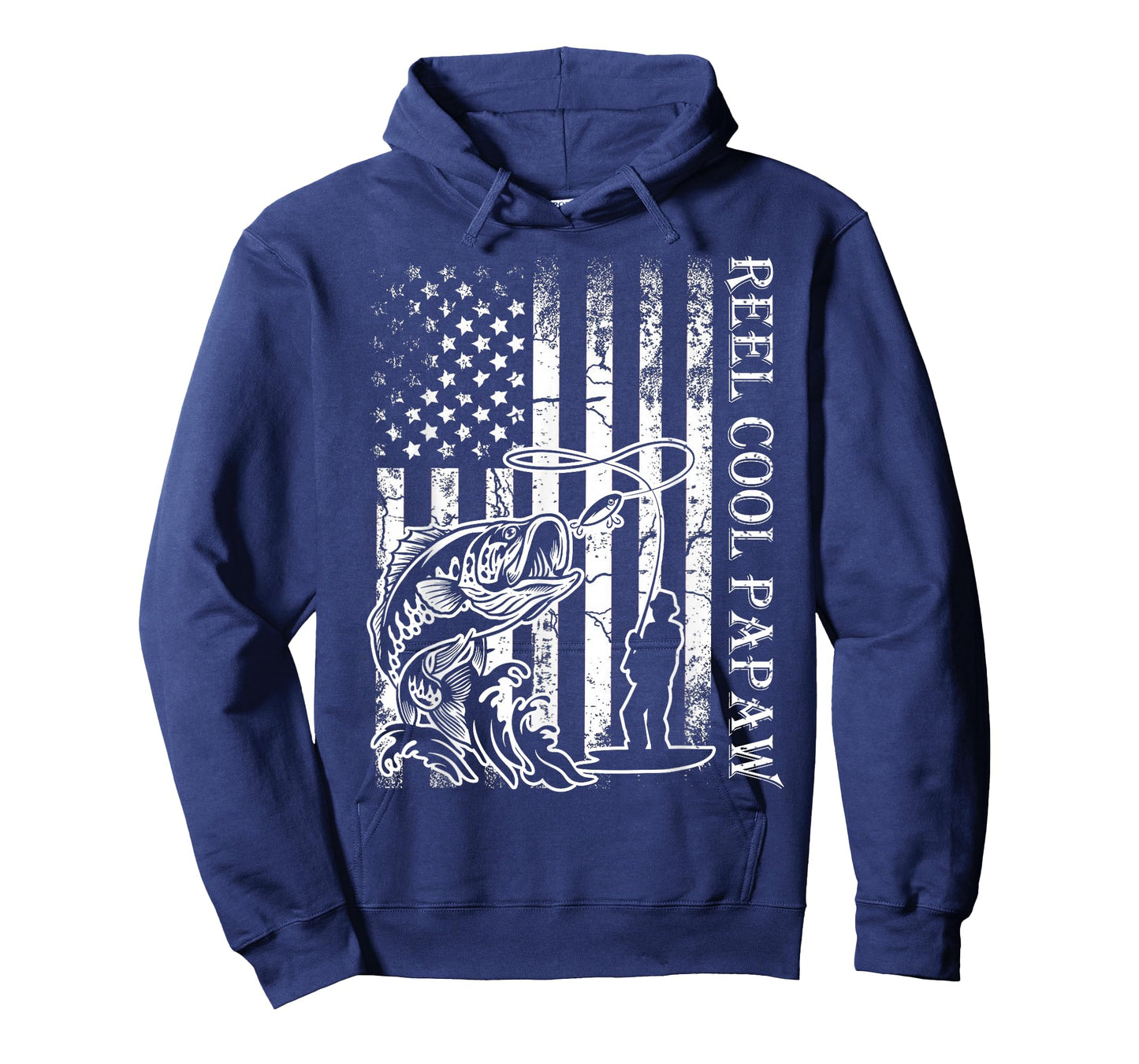 Fishing Reel Cool Papaw American Flag Fathers Day T-Shirt