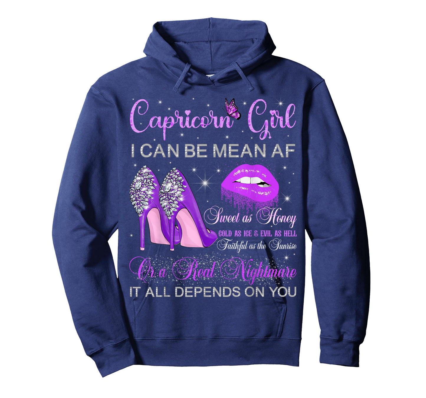 Capricorn Girl Birthday High Heels Dripping Lips Butterfly T-Shirt