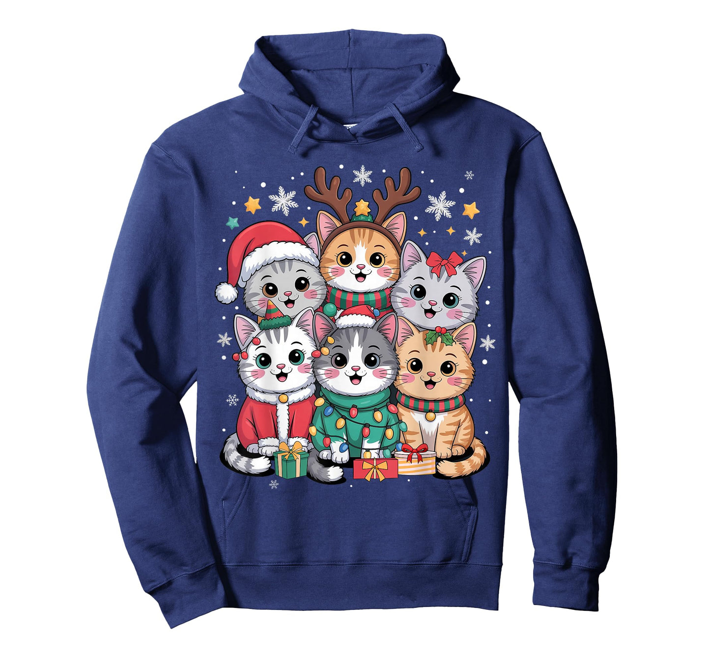 Cat Christmas Men Women Kids Santa Reindeer Kitten Cat Xmas T-Shirt