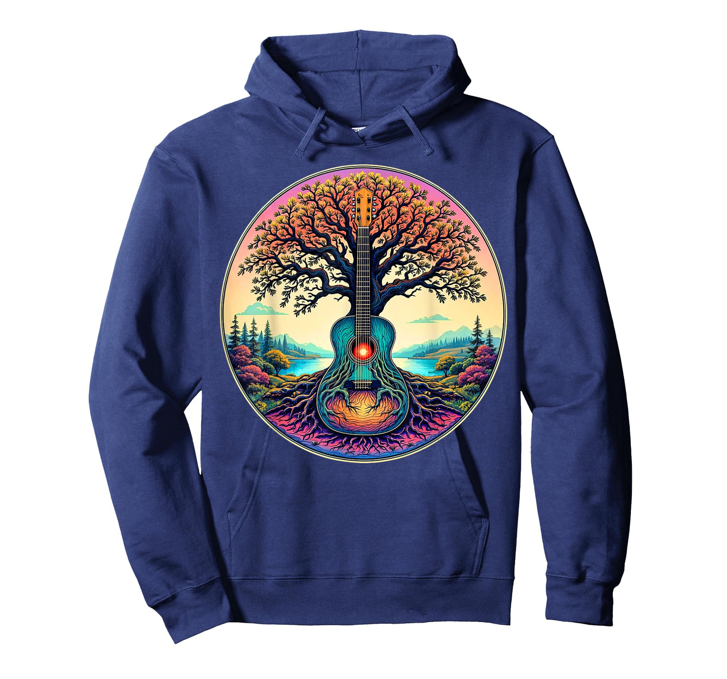 Acoustic Guitar Tree of Life Lake & Forest Nature Guitarist T-Shirt