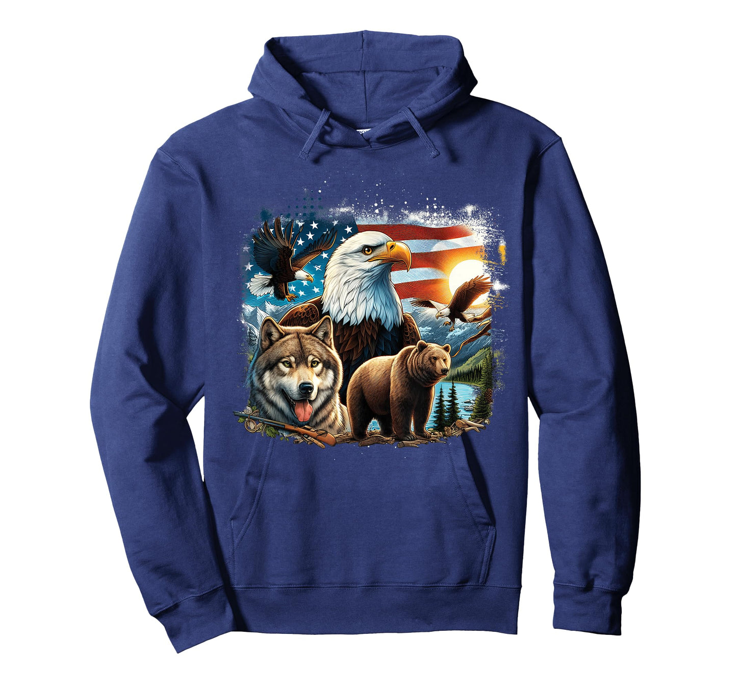 USA Animals Bald Eagles Grizzly Bear Wolf Wilderness Nature T-Shirt