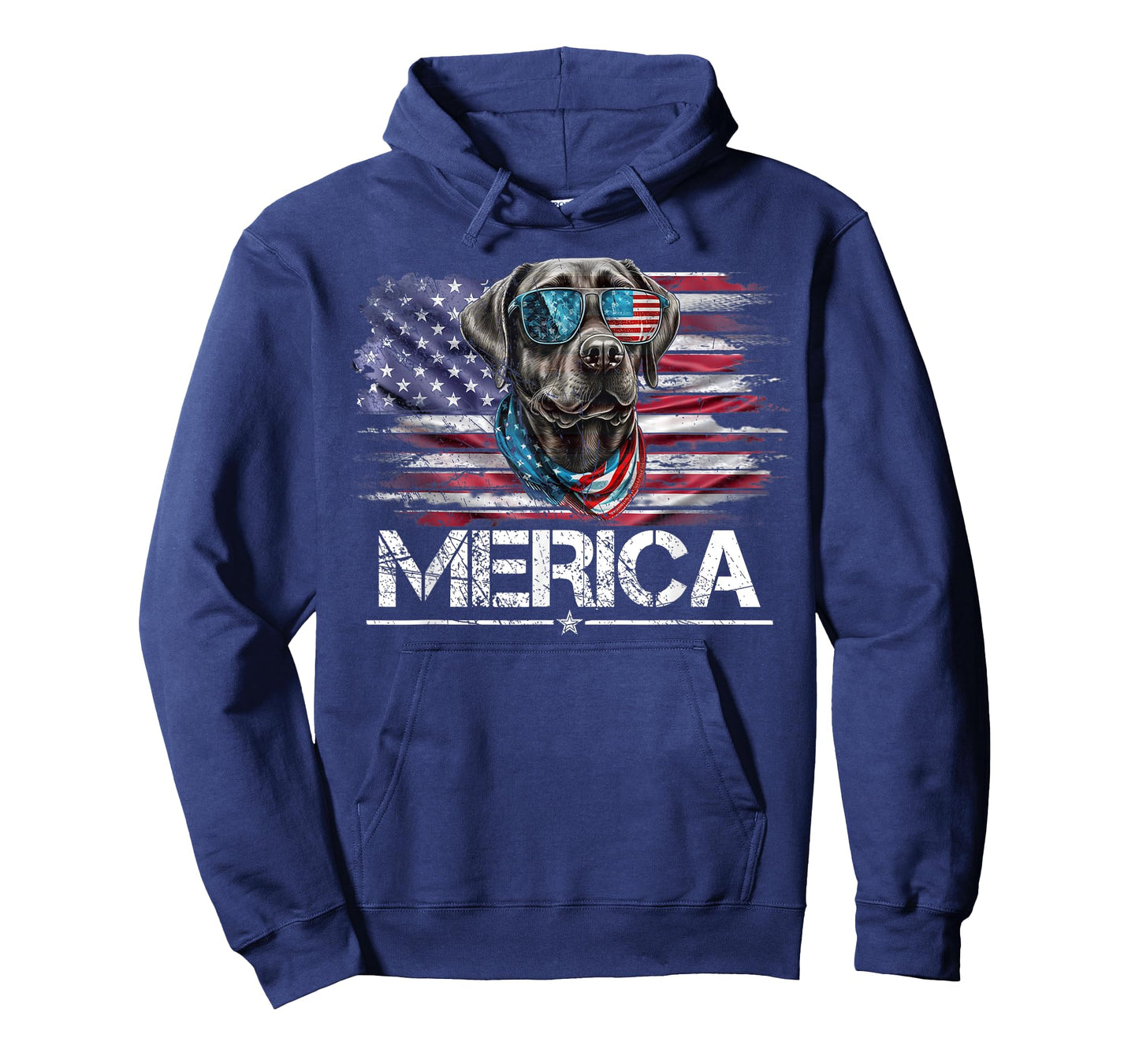 Vintage Labrador Dog, Merica Lab Dog USA Flag Funny T-Shirt