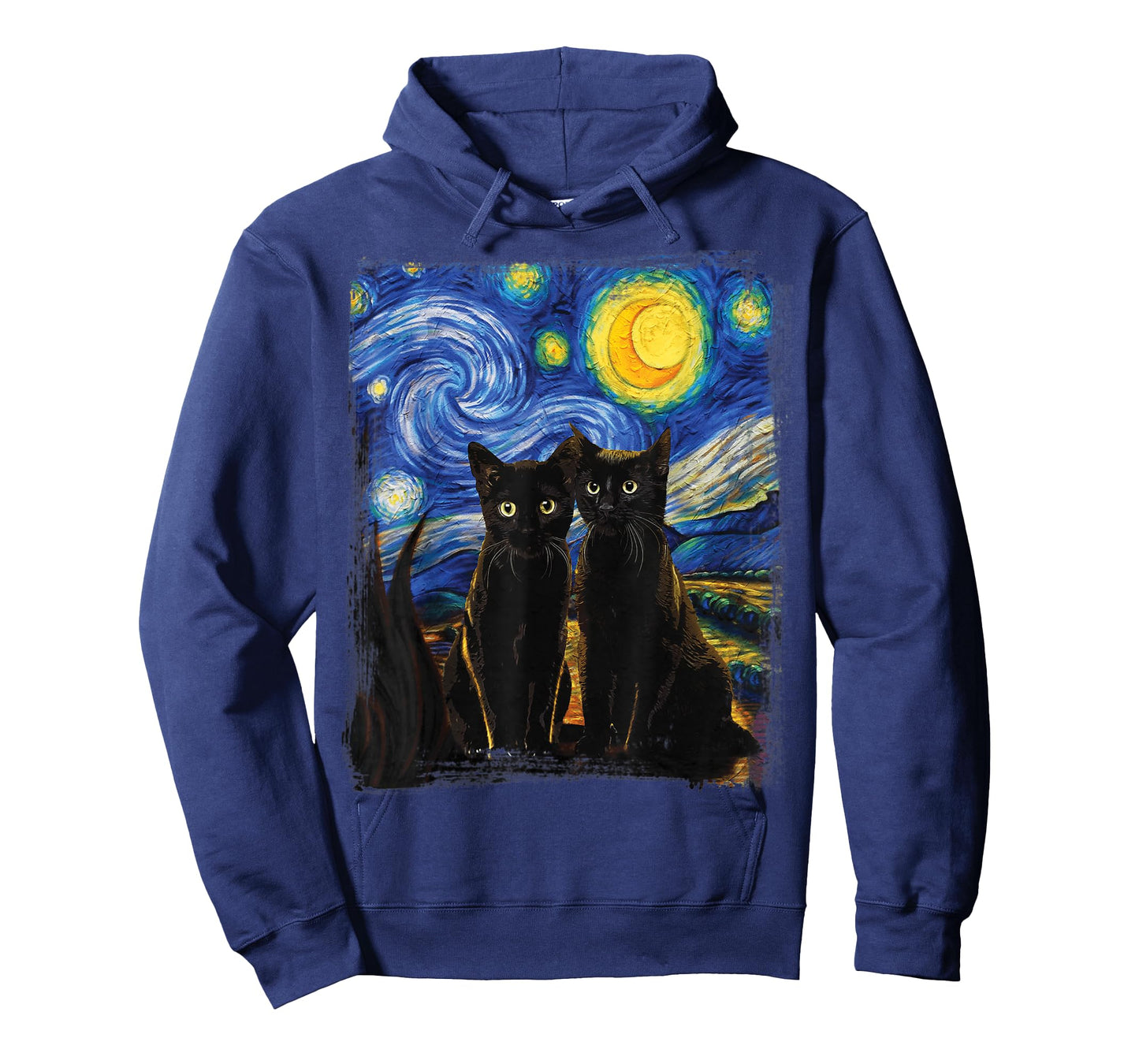 Starry Night Vincent Van Gogh Famous Painting Black Cats T-Shirt