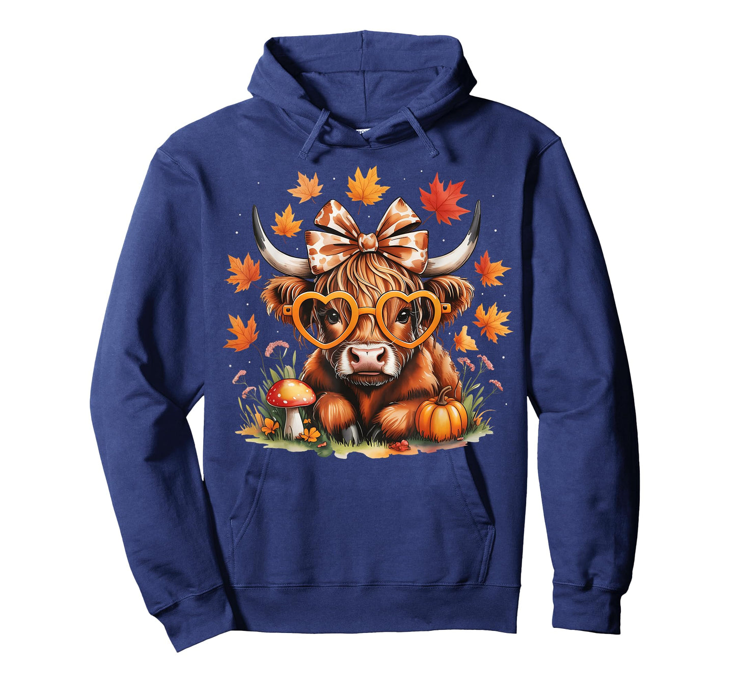 Fall Highland Cow Pumpkin Bow Thanksgiving Fall Girl Women T-Shirt