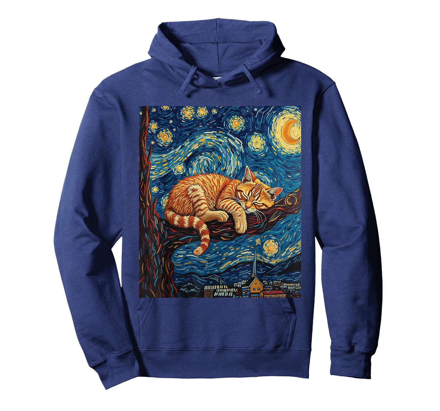 Charming Ginger Cat Van Gogh Starry Night Graphic Cat Lovers T-Shirt