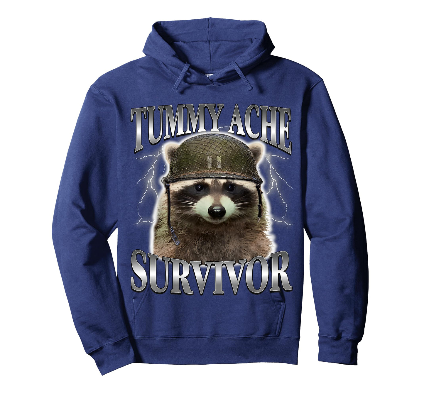 Tummy Ache Survivor Raccoon Funny Saying Cats Meme T-Shirt