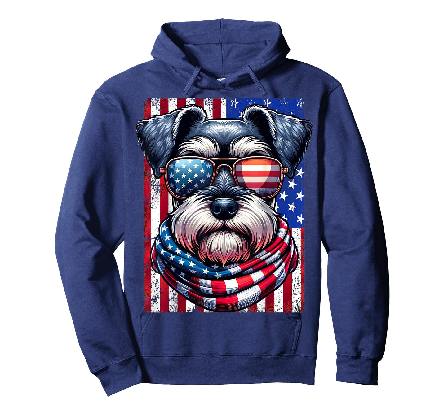 Miniature Schnauzer Dog American Flag Patriotic 4th of July T-Shirt
