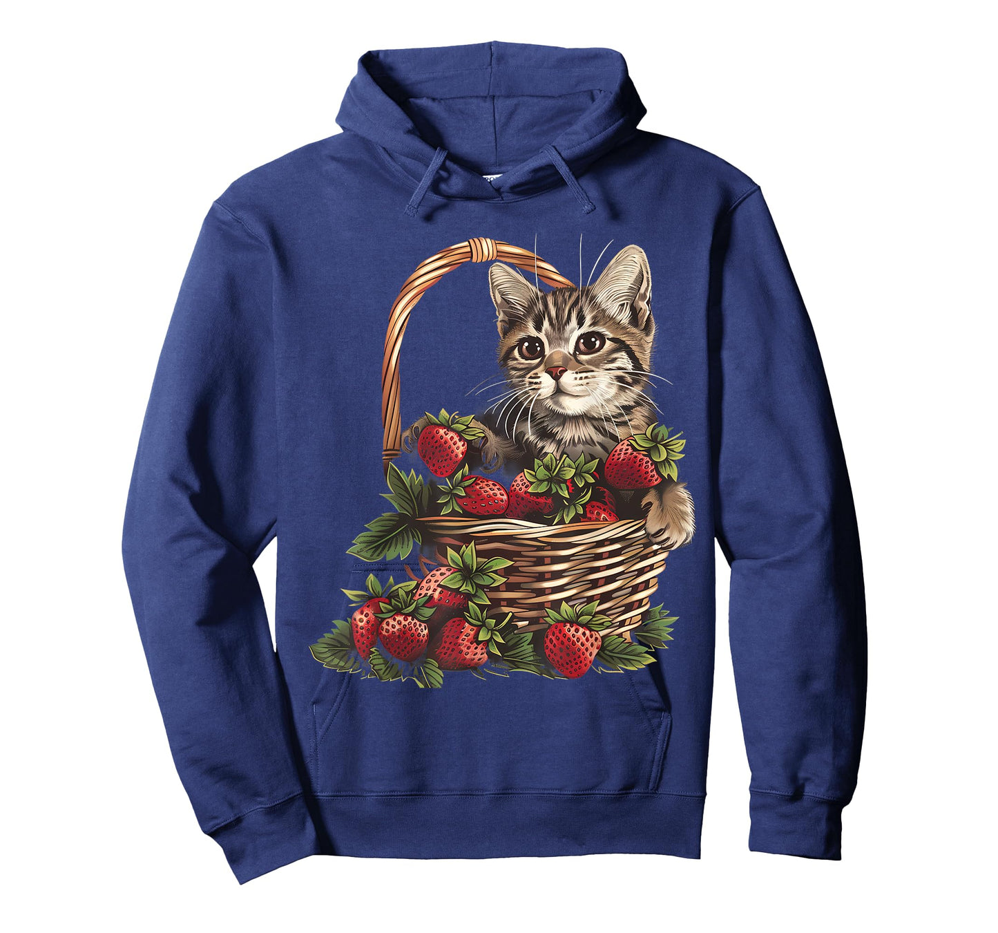 Strawberry Cat Animal Art Strawberry Fruit Cat Motif Drawing T-Shirt for Men Women Kids