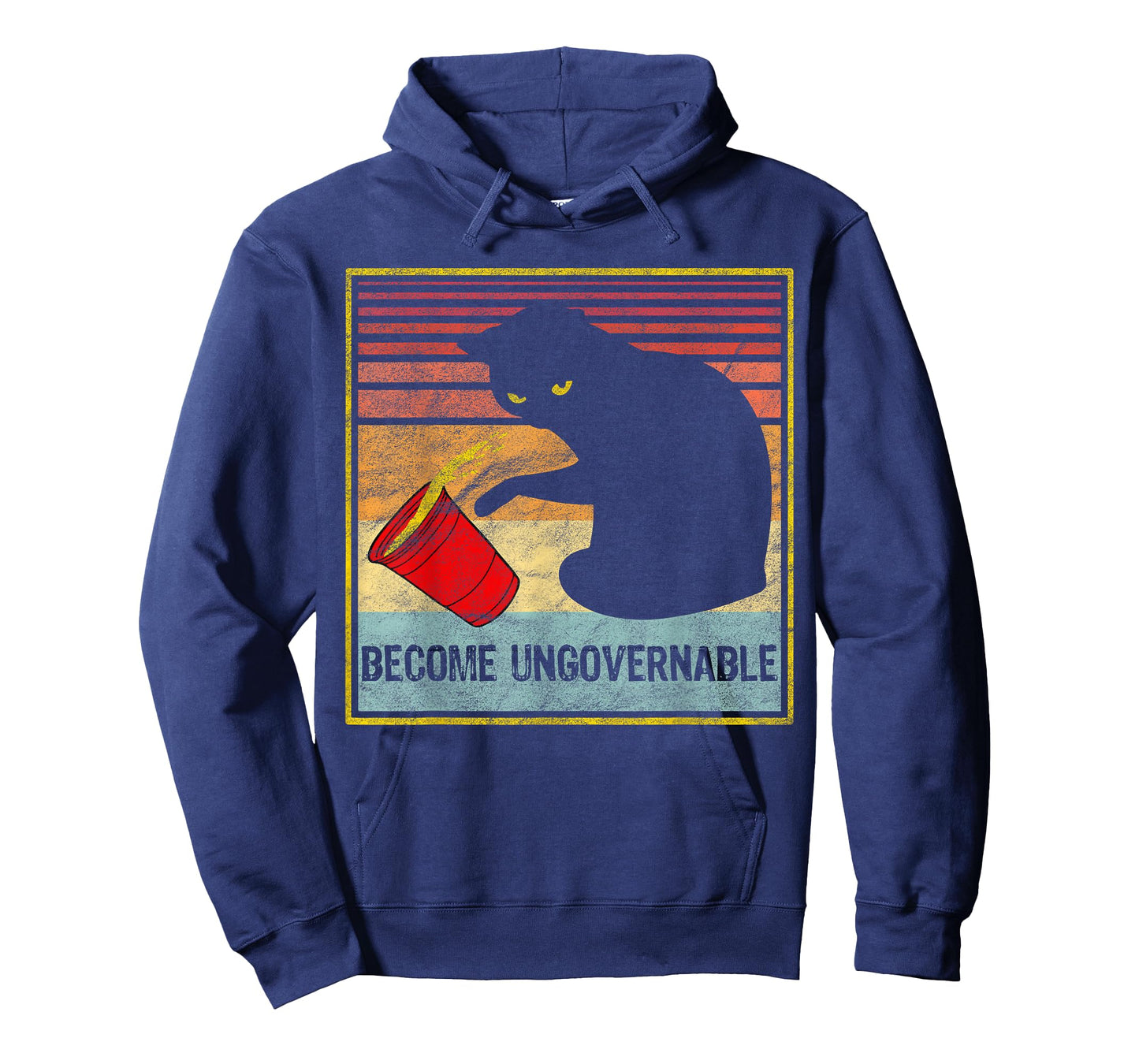 Rebellious Cat Tipping Cup Become Ungovernable black cat T-Shirt