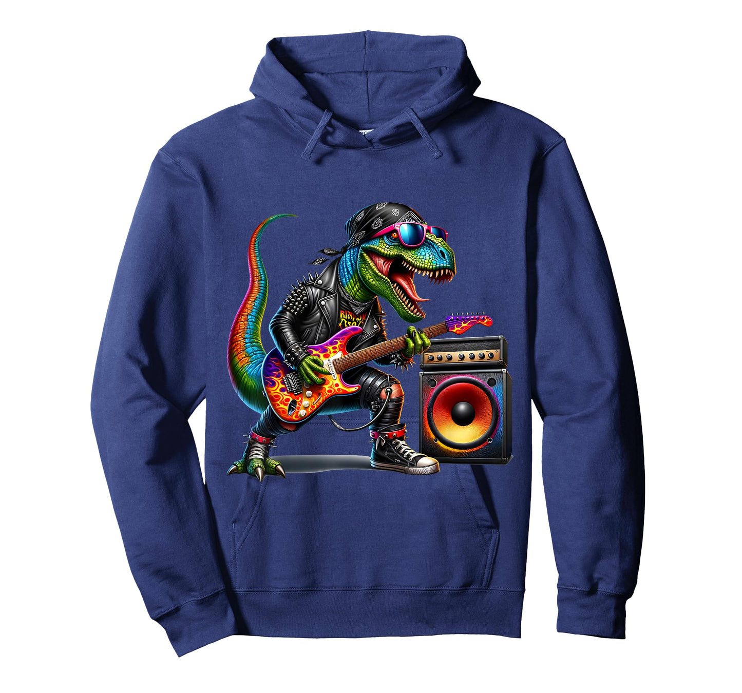 Funny Punk Dinosaur, Rock'n Roll Goth Dino, Guitar Band T-Shirt