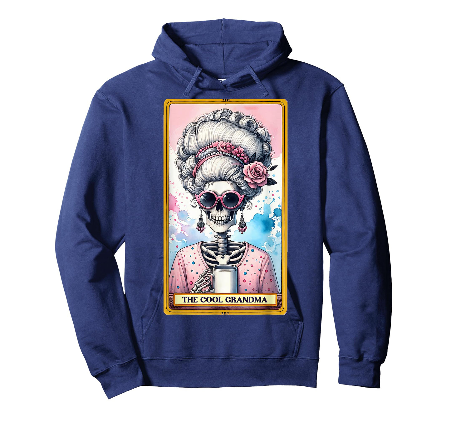 Cool Grandma Tarot Card Skeleton Skelly Messy Bun Coffee T-Shirt