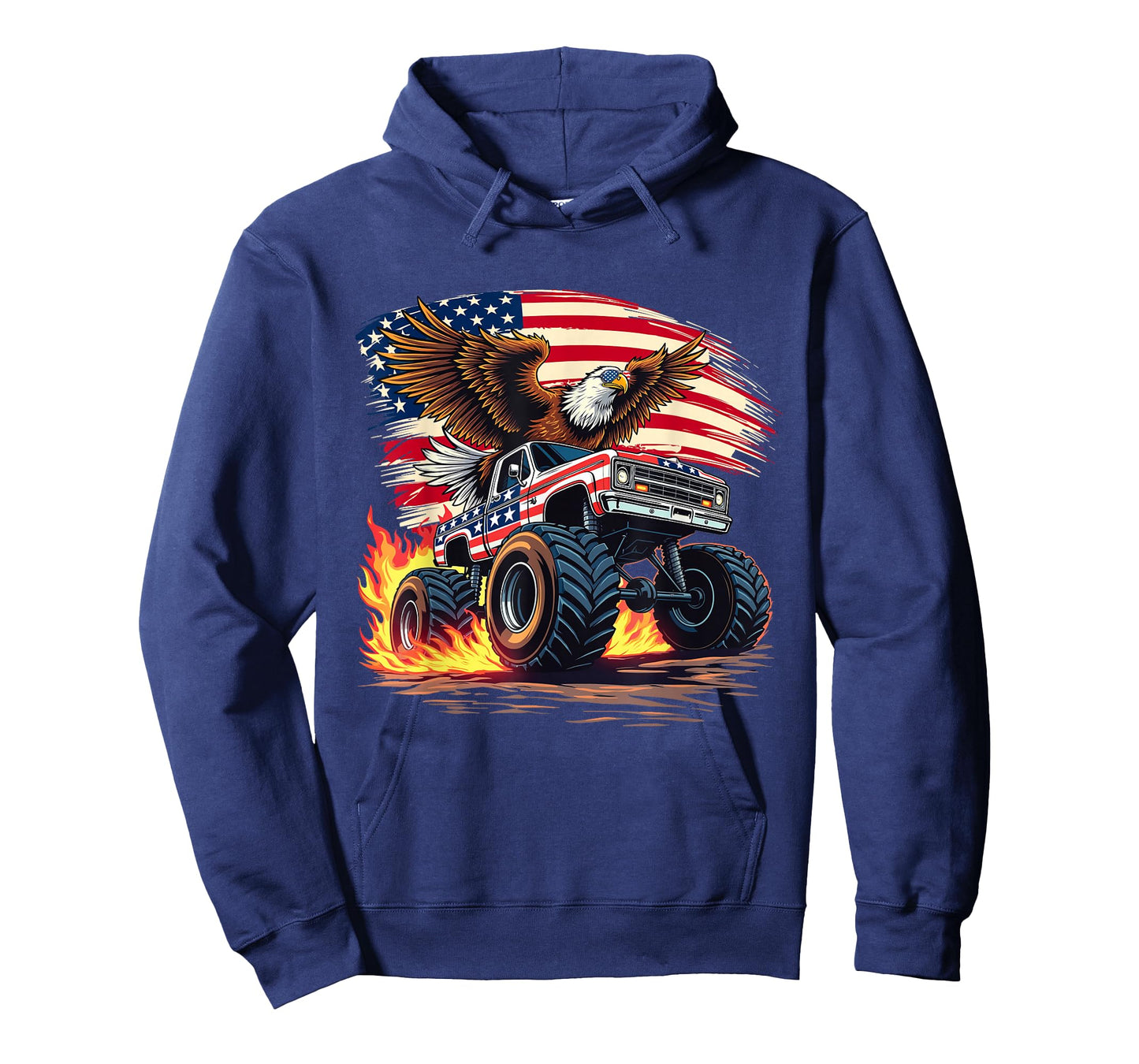 Bald Eagle Monster Truck - USA American Flag 4th Of July T-Shirt
