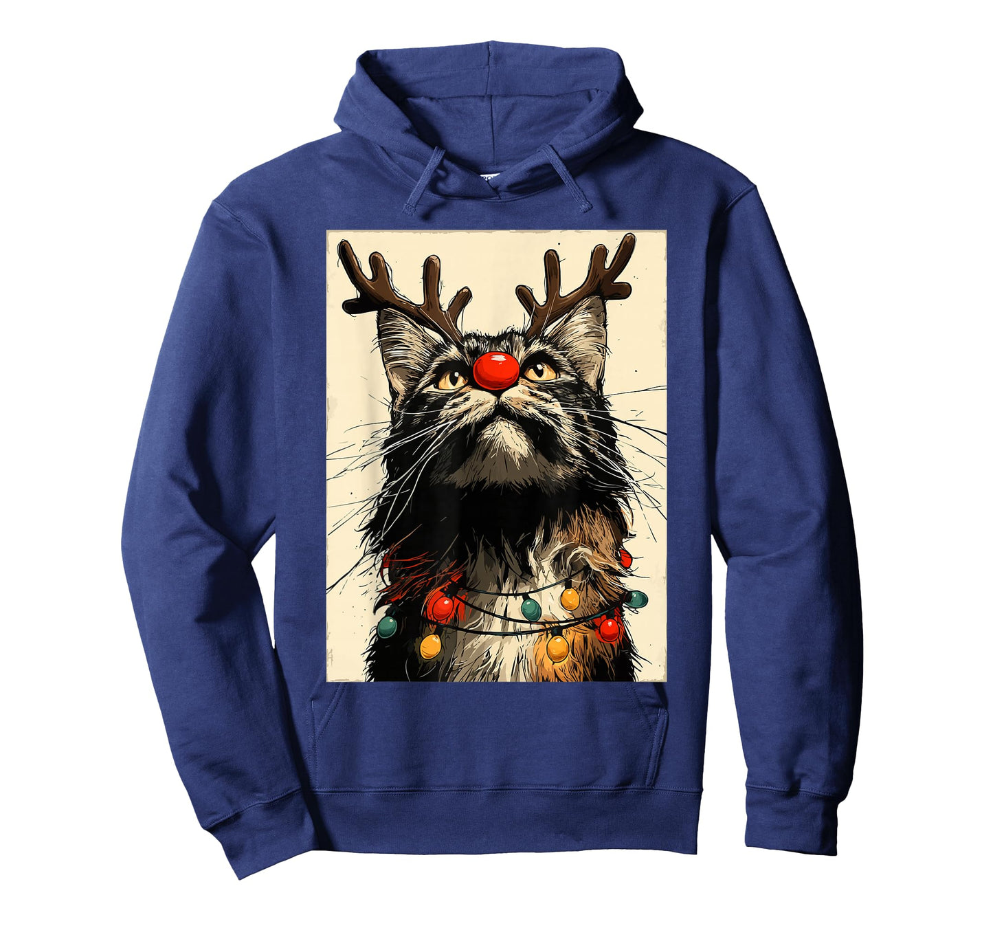 Funny Christmas Maine Coon Cat Holiday Lights Festive Animal T-Shirt