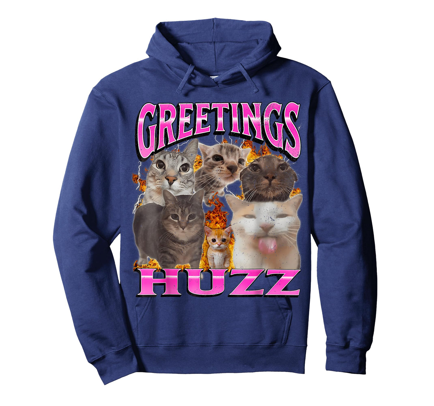 Greetings Huzz Funny Cat Meme Bootleg Graphic Men Women T-Shirt