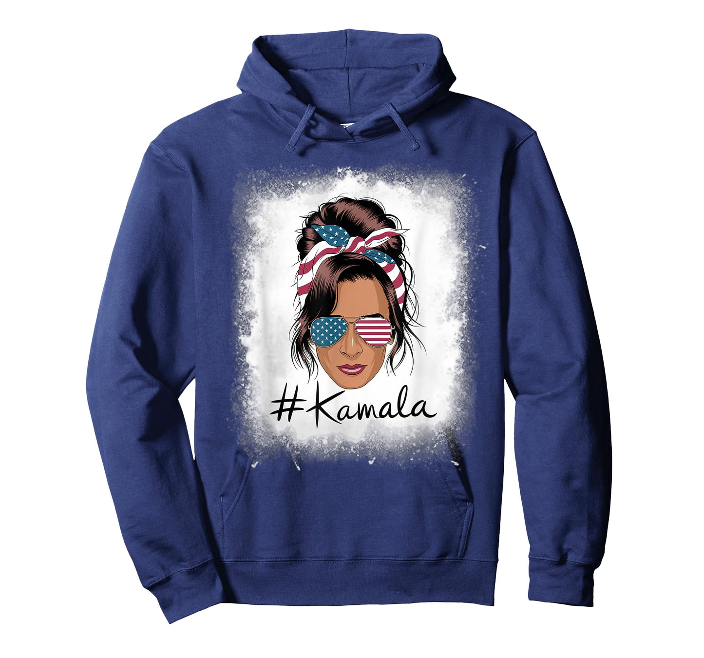 Kamala Harris Retro USA Patriotic American Flag Messy Bun T-Shirt