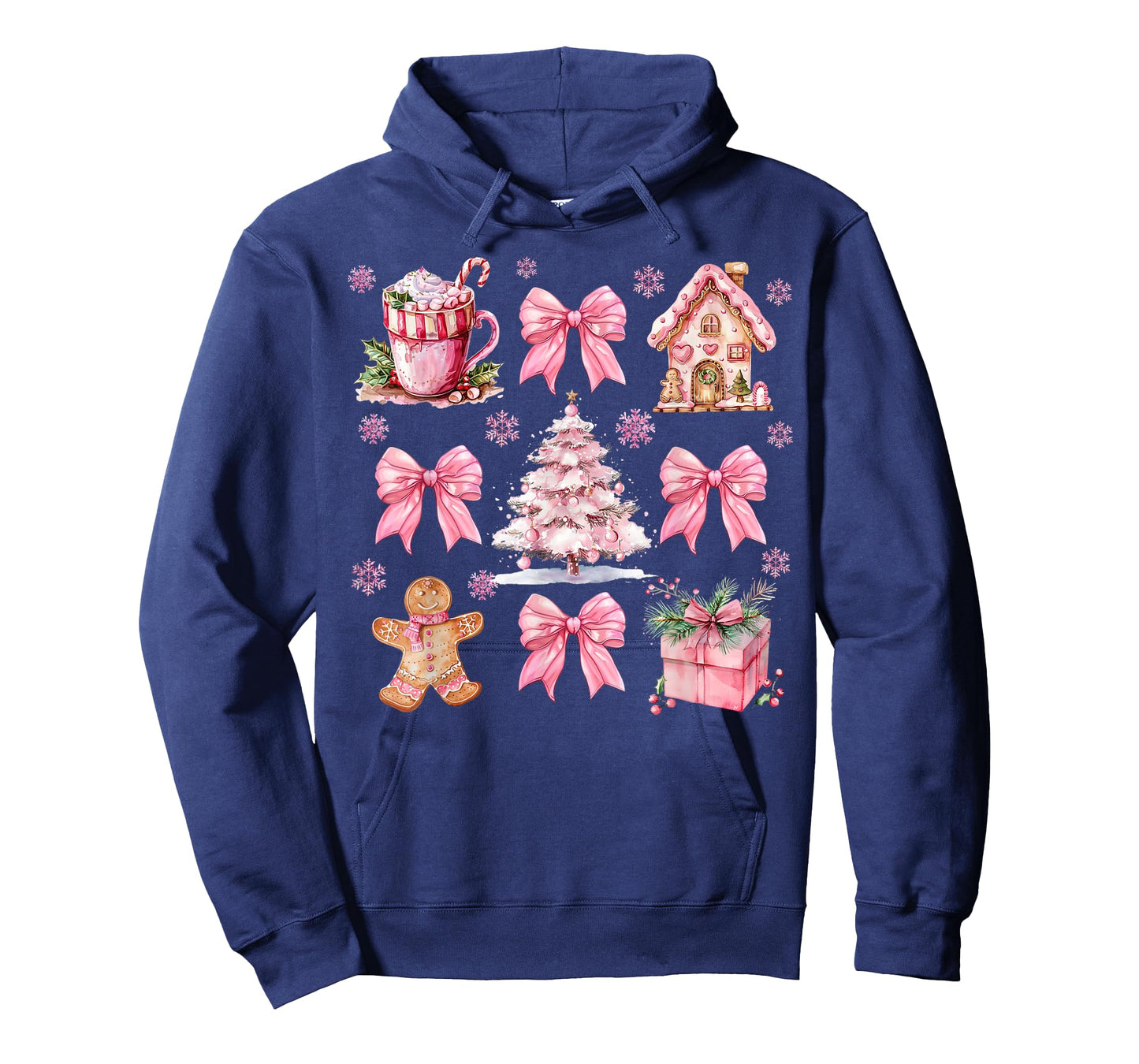 Cute Pink Coquette Bow Gingerbreads Coffee Family Xmas Tree T-Shirt