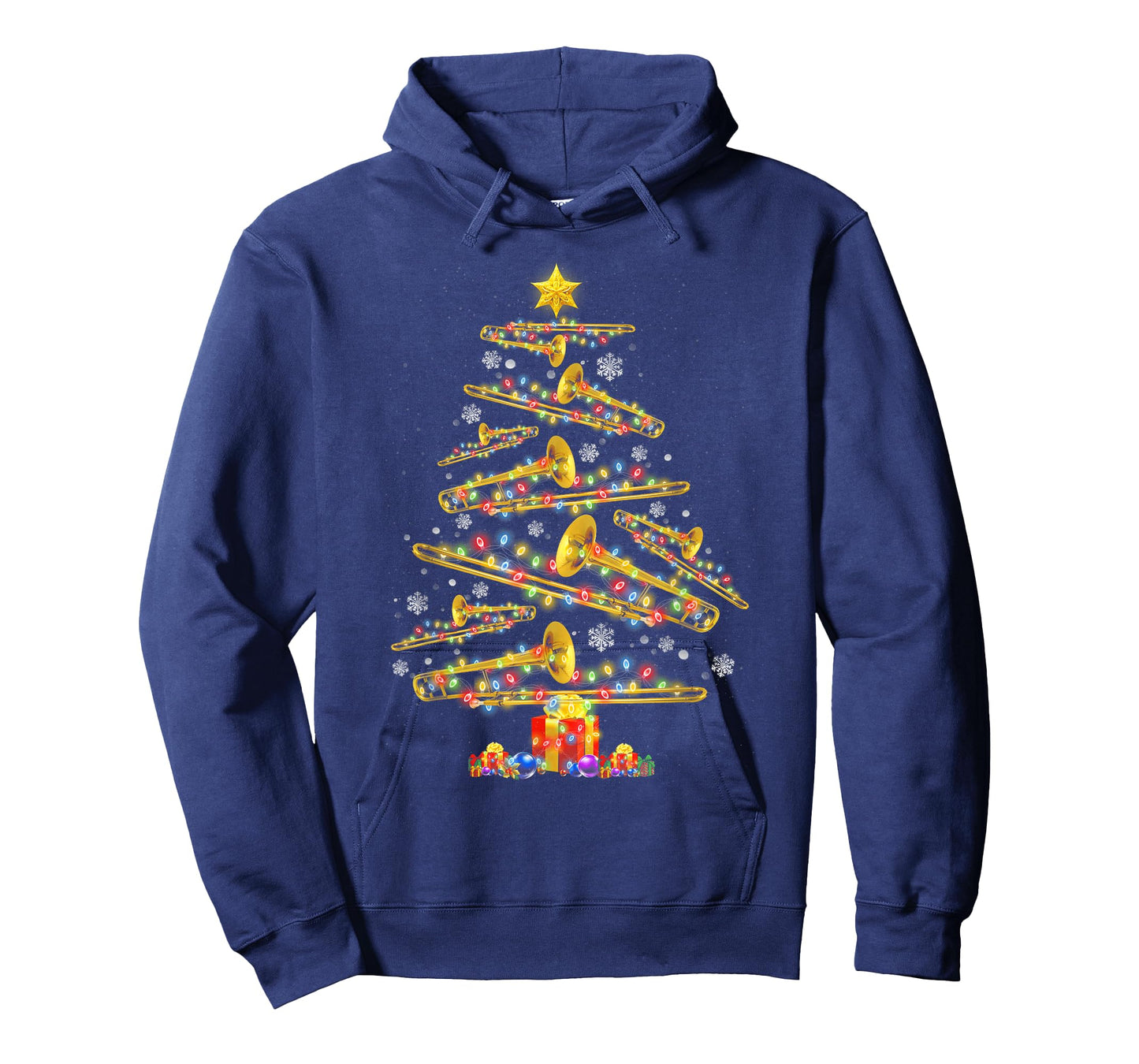 Christmas Trombone Player Xmas Tree Jazz Music Lover Santa T-Shirt