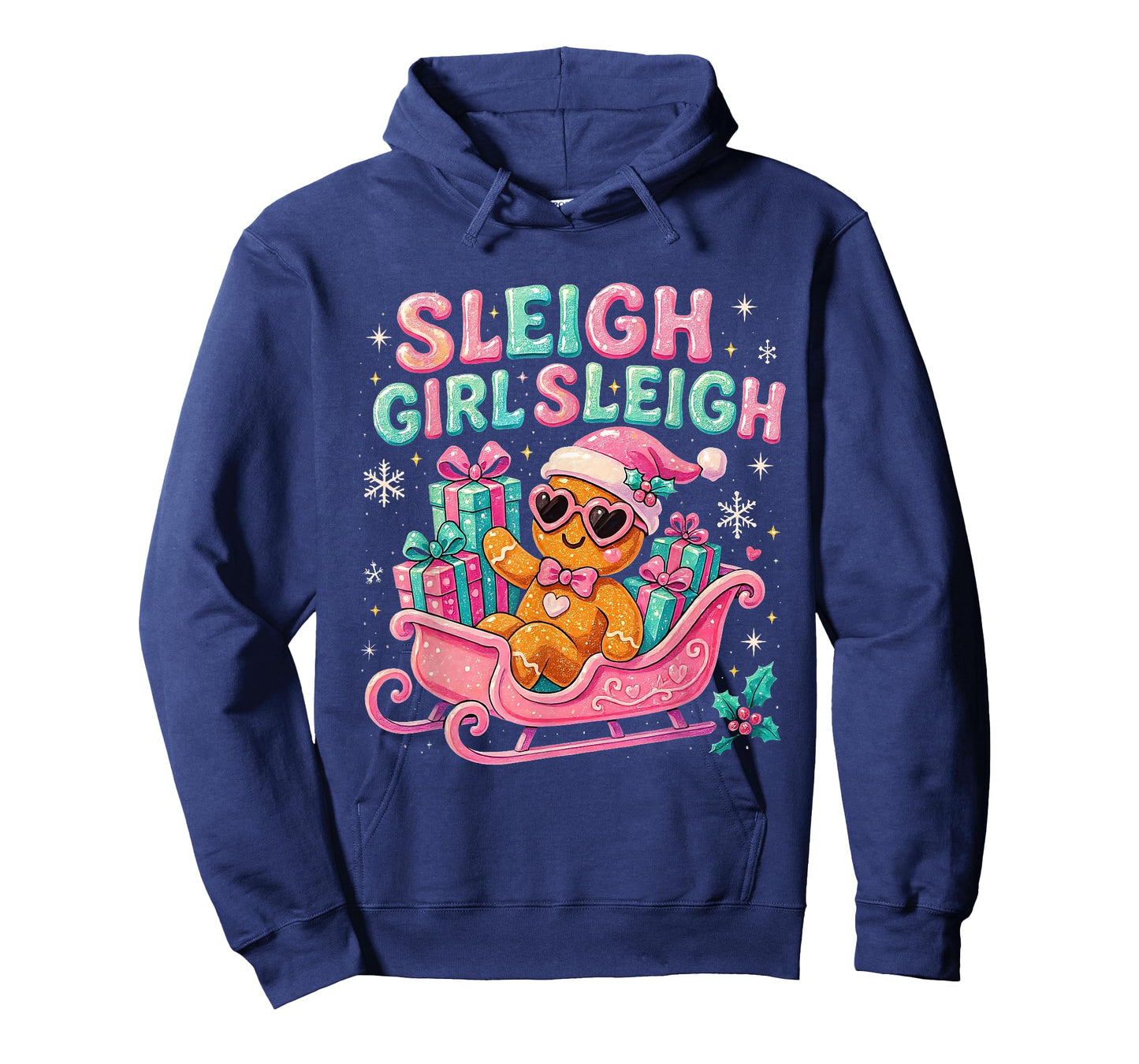 Sleigh Girl Cute Gingerbread Christmas Art T-Shirt