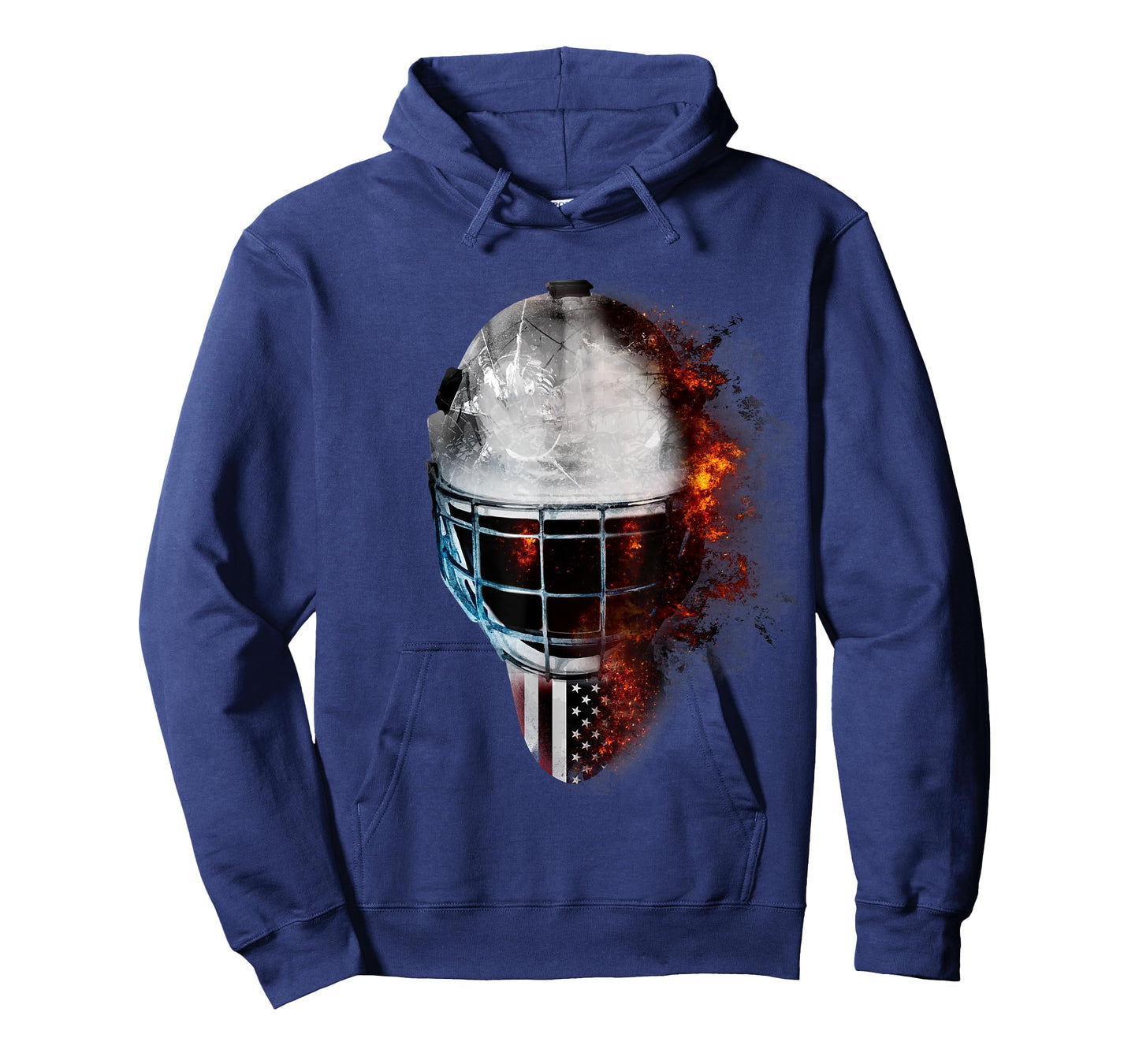 Ice Hockey Goal Mask Fire T-Shirt USA Flag & Hockey Game Tee Women Kids Men T-Shirt