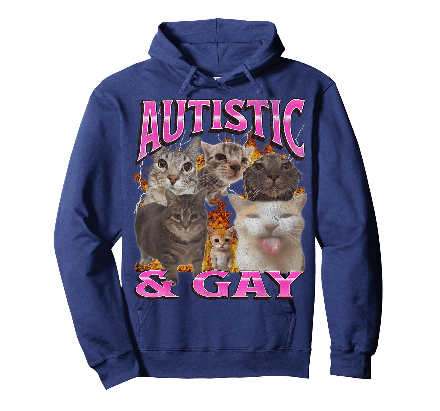 Autistic and Gay Funny Cat Meme Bootleg Graphic T-Shirt for Men Women