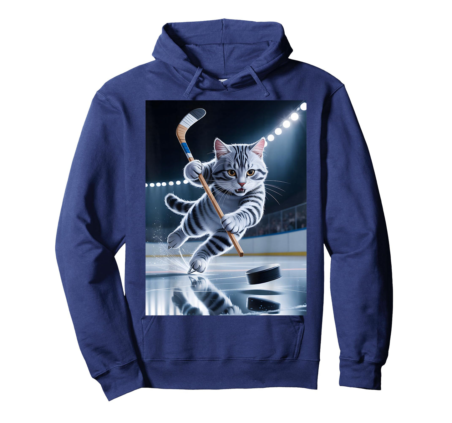 Cat Playing Hockey Skate Puck Tabby Sport Champion T-Shirt