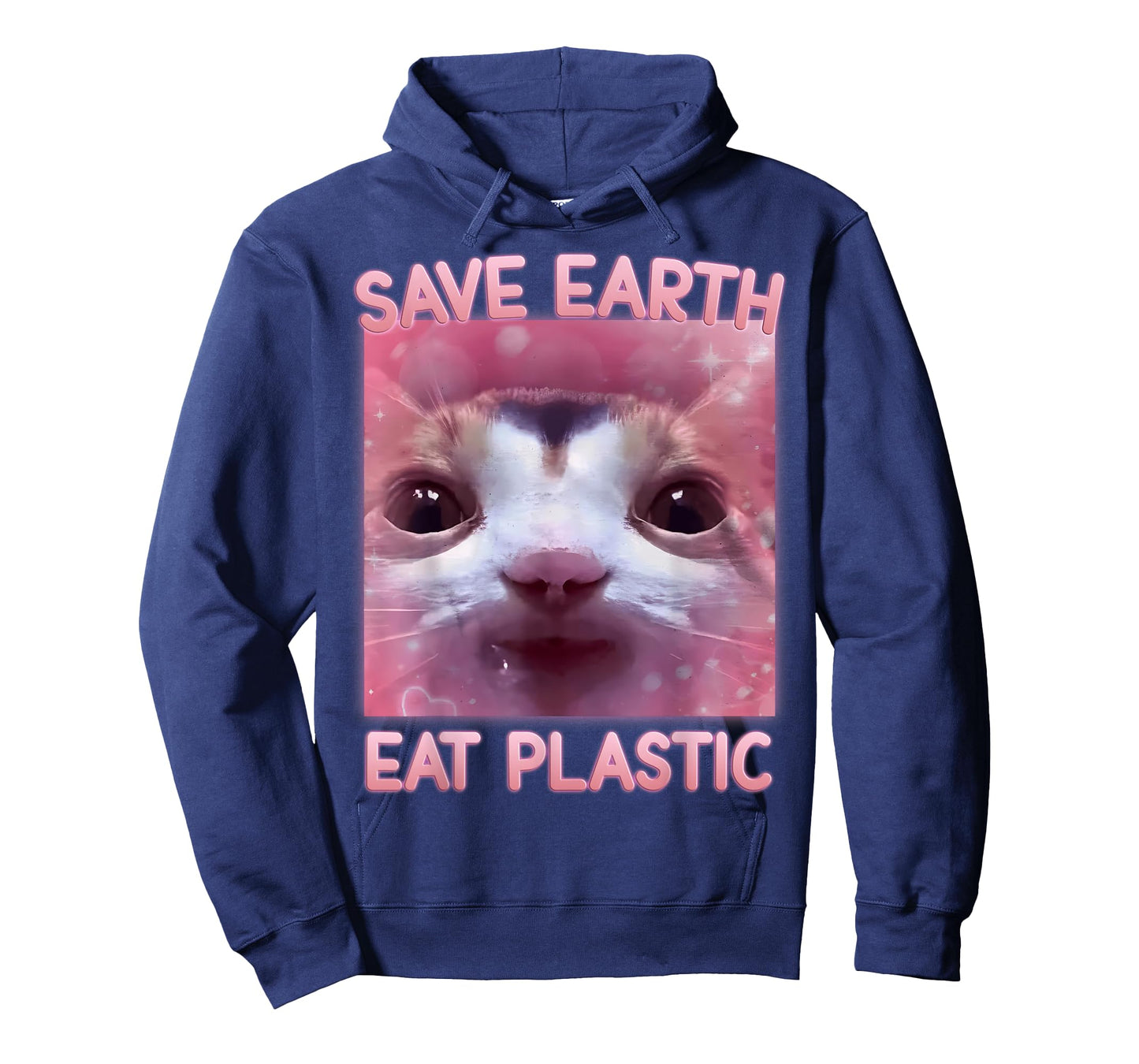 Save Earth Eat Plastic Funny Silly Cat Meme Brainrot Dank T-Shirt