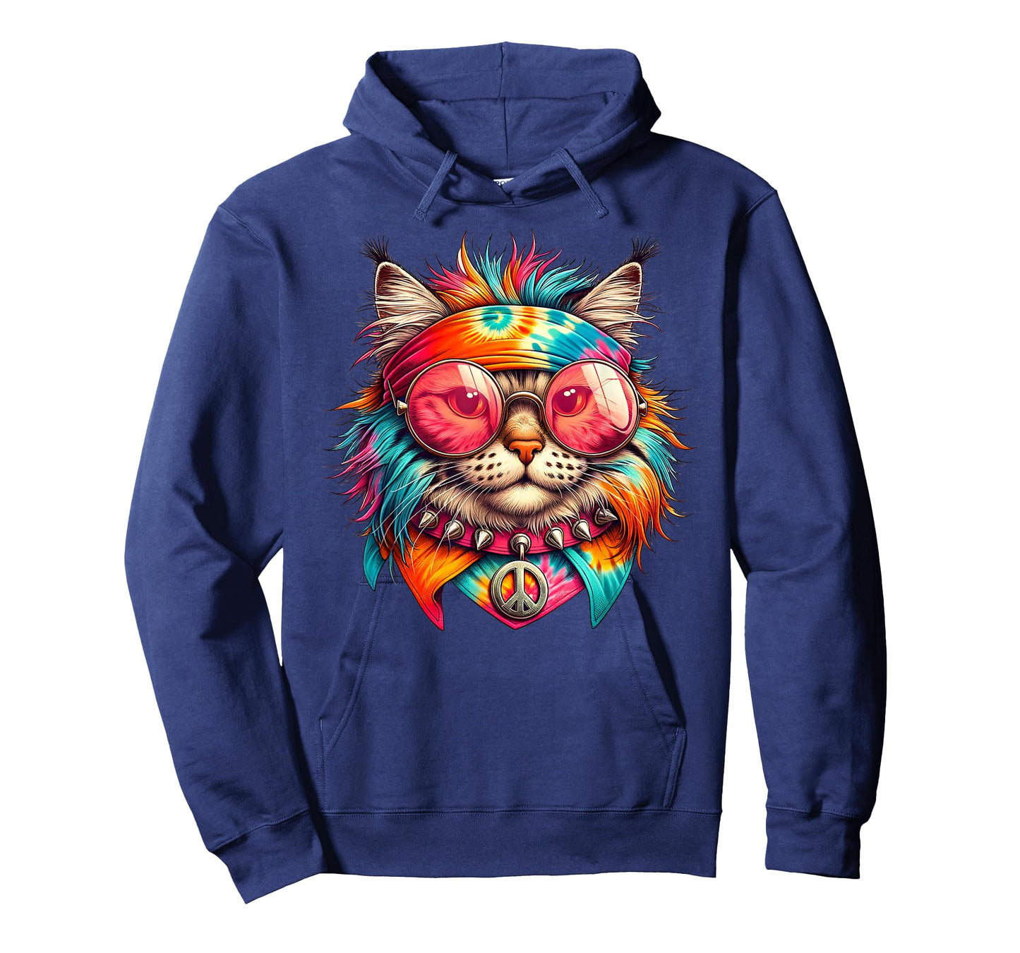Psychedelic Peace Cat Colorful Hippie Retro Groovy Vibes T-Shirt