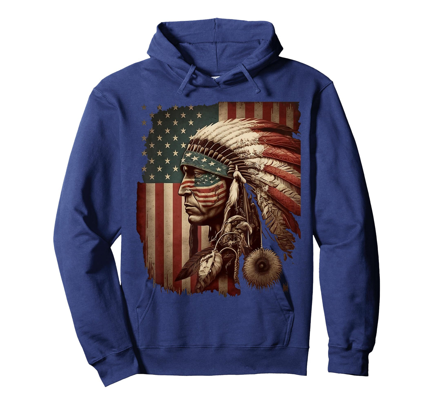 Indigenous People Tribal CG Native American Indian Chief American USA Flag T-Shirt