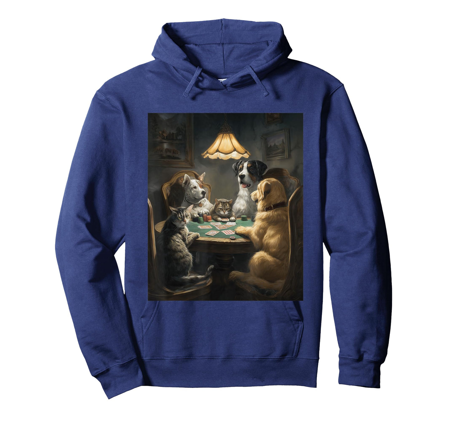 Dog Cat Playing Poker Funny Graphic T-Shirt