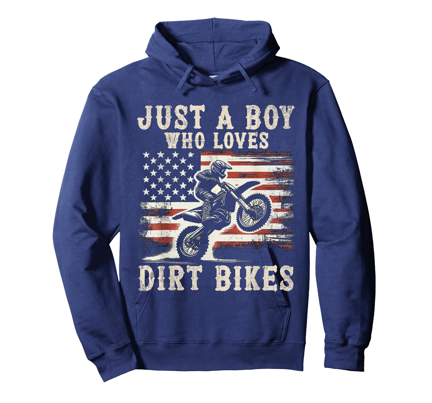 Just A Boy Who Loves Dirt Bikes American Flag Motocross Gift T-Shirt