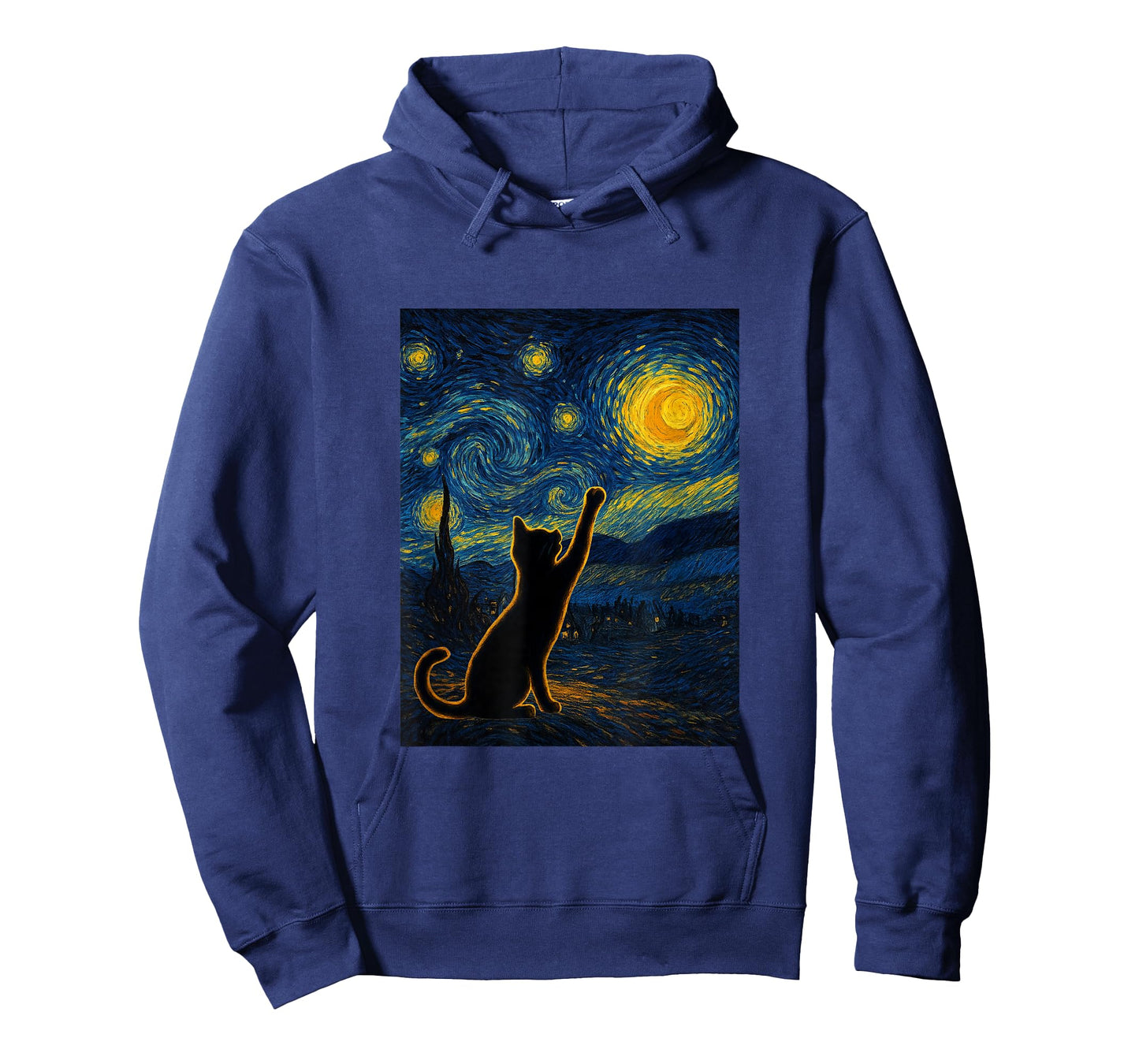 Starry Night Van Gogh Black Cat, Funbibi Cat Dad Gifts T-Shirt