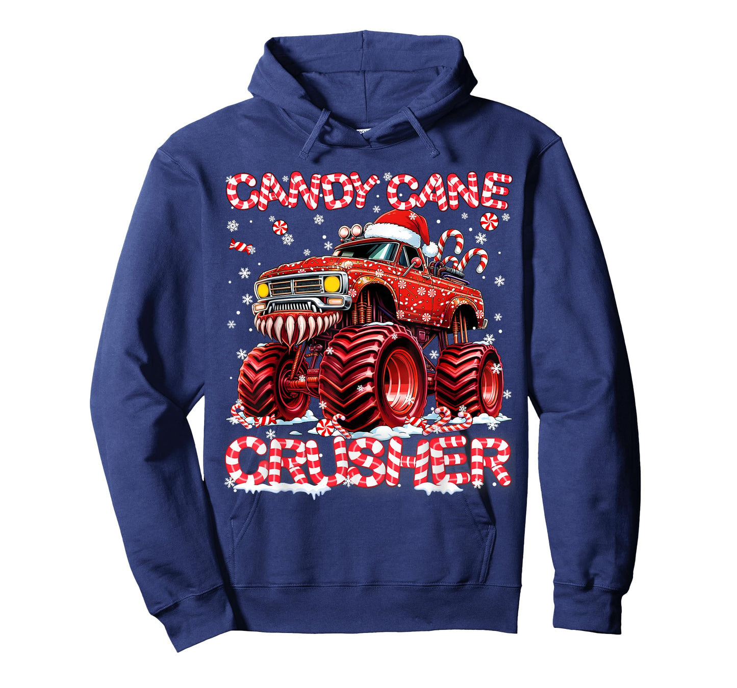 Candy Cane Crusher Red Monster Truck Christmas Xmas Boy T-Shirt