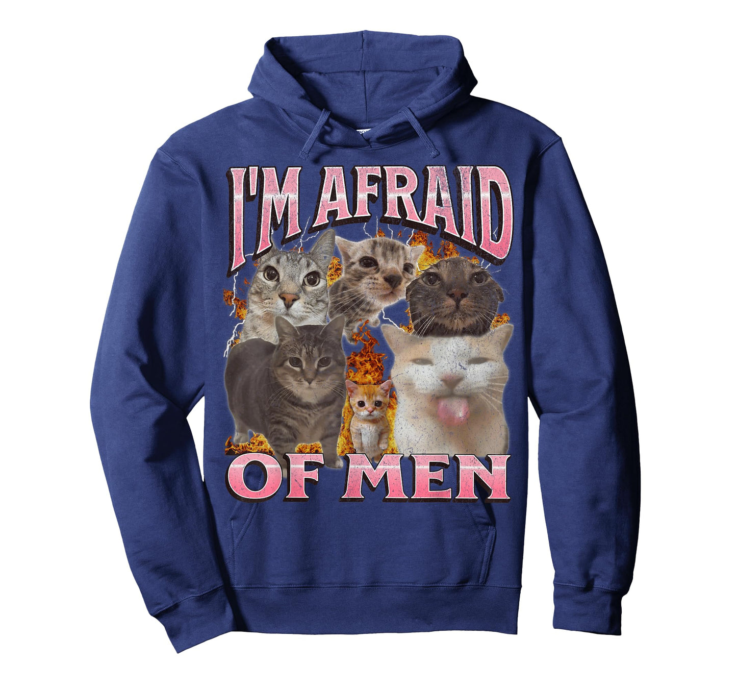 I'm Afraid Of Men Funny Cat Meme Bootleg Graphic T-Shirt
