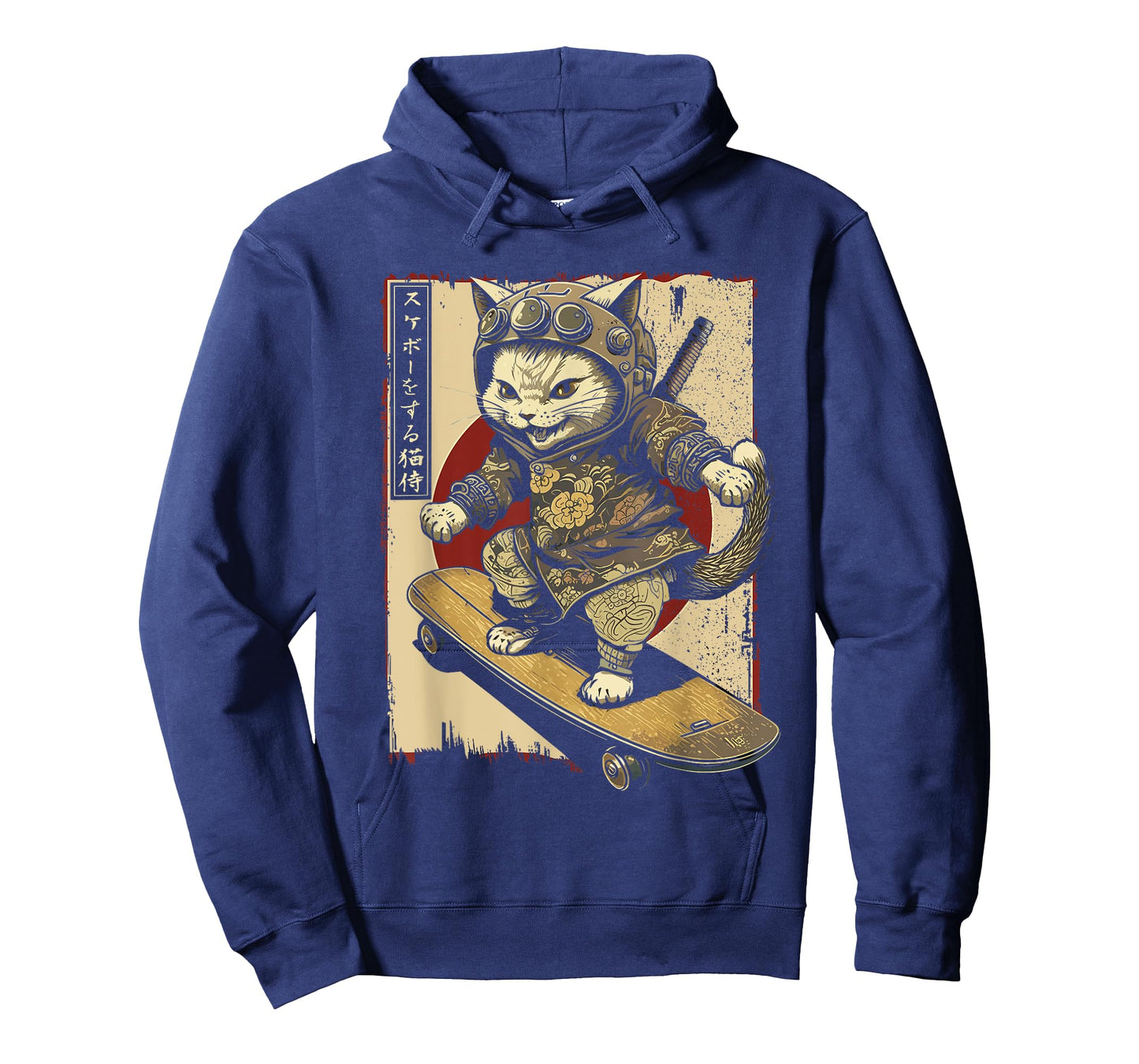 Japanese Skateboard Samurai Cat Tattoo Kawaii Ninja Cat T-Shirt for Men Women
